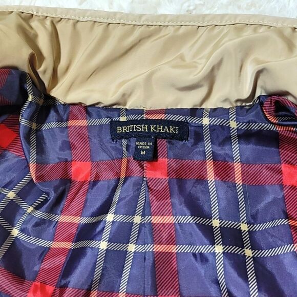 British Khaki Quilted Plaid Lined Zip/Button Outdoor Jacket - Picture 9 of 11